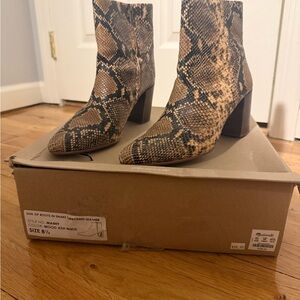 MADEWELL real Leather worn 2x Brown Snakeskin snake Print Ankle Boots 8.5 w box